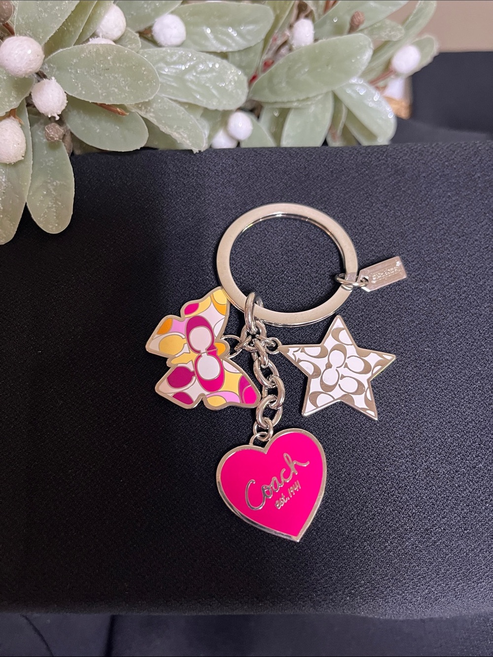 VTG Coach Signature Butterfly Star Heart Keychain Charms good condition